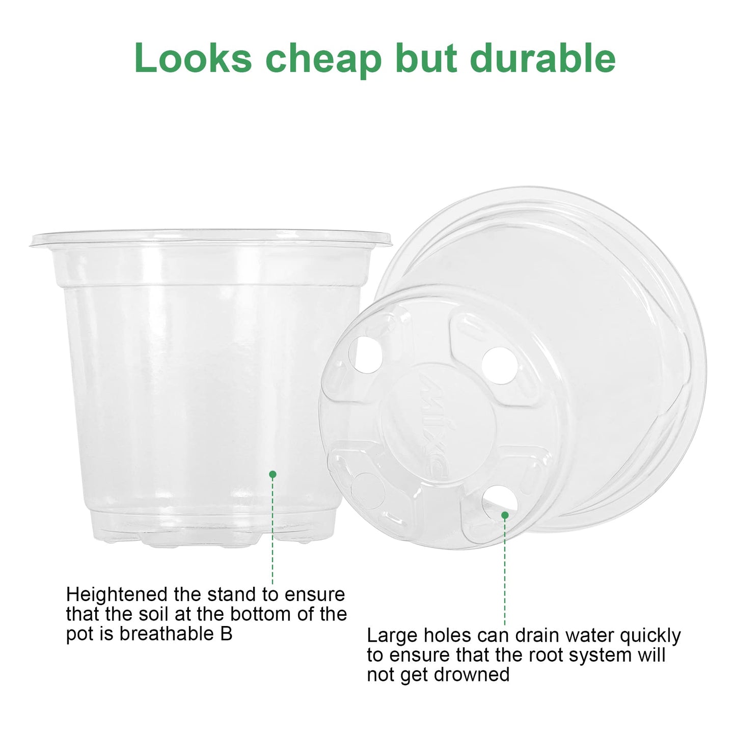 MIXC 30 Packs 4" Plant Nursery Pots with Humidity Domes, Soft Transparent Plastic Gardening Pot, Seedling Pots with 10pcs Plant Labels for Vegetable Propagation, Root Cutting, Seedling