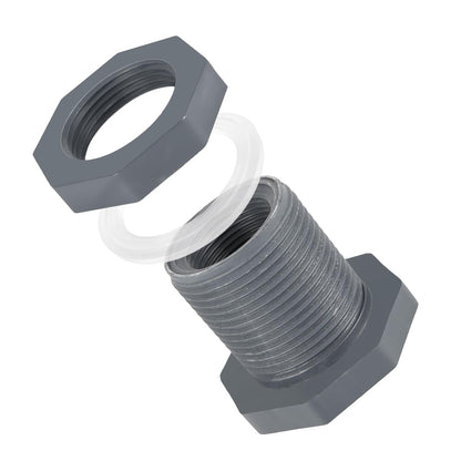 YOUNTHYE 10PCS Bulkhead Fitting 3/4 inch Double Threaded Bulkhead Water Tank Connector PVC Bulkhead Fitting Threaded Thru-Bulk Pipe Fittings for Rain Barrels, Aquariums, Ponds, Water Tanks