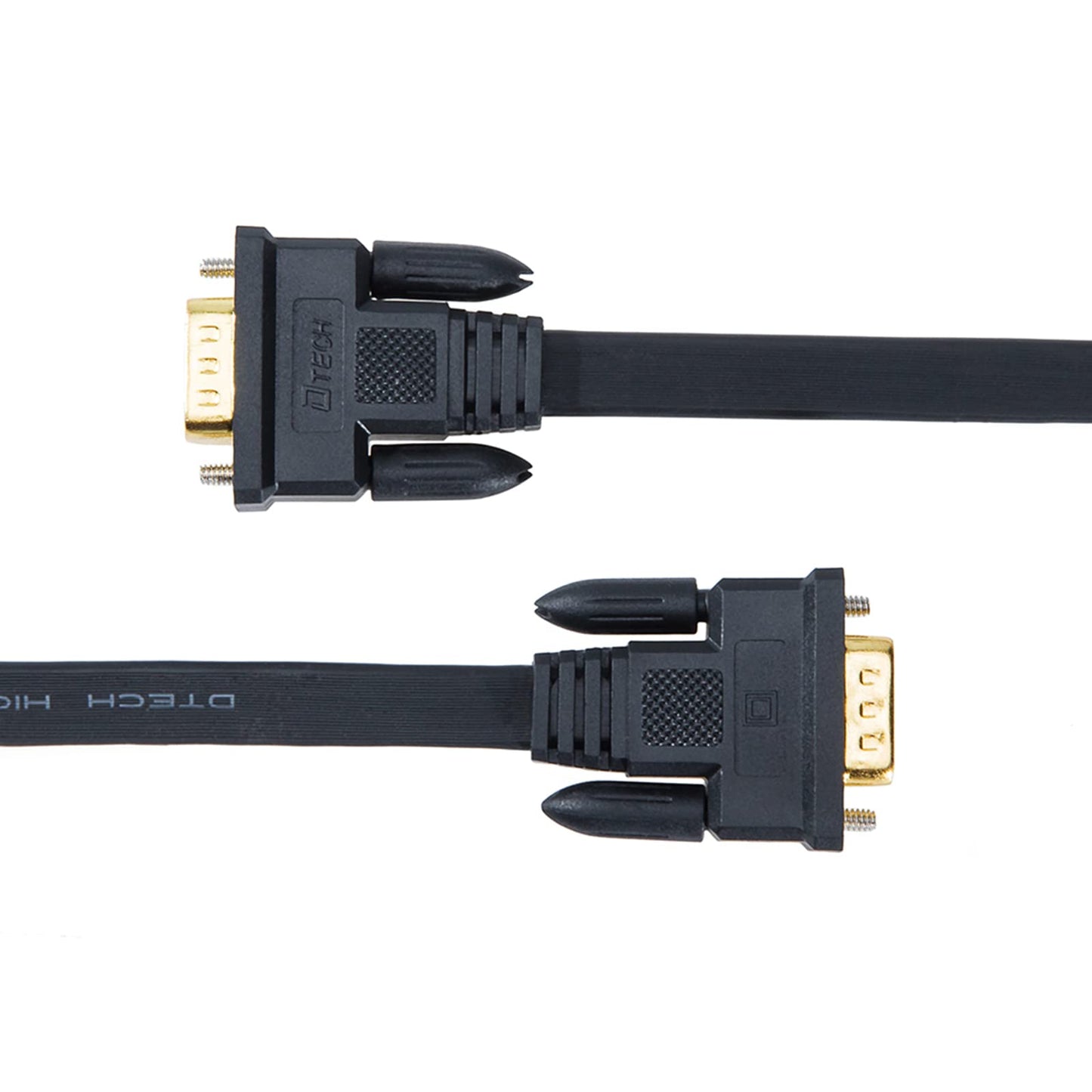 DTECH 25ft Ultra Thin Flat Type Computer Monitor VGA Cable Standard 15 Pin Male to Male Connector SVGA Wire 25 Feet - Black