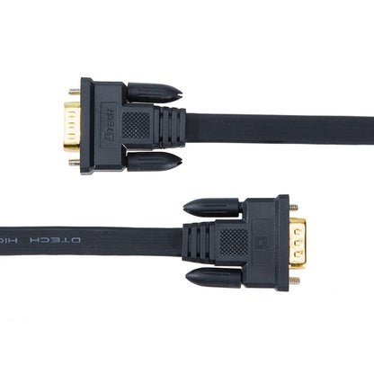 DTECH 25ft Ultra Thin Flat Type Computer Monitor VGA Cable Standard 15 Pin Male to Male Connector SVGA Wire 25 Feet - Black