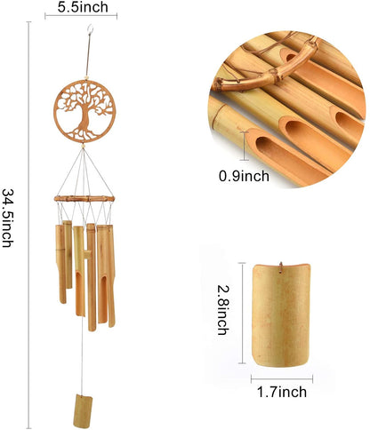 AUXSOUL Bamboo Wind Chimes, Wooden Windchimes Music Hanging Ornament Decoration for Outdoor, Indoor, Home, Garden, Patio, Porch, Yard, Farmland and Balcony(Tree of Life)