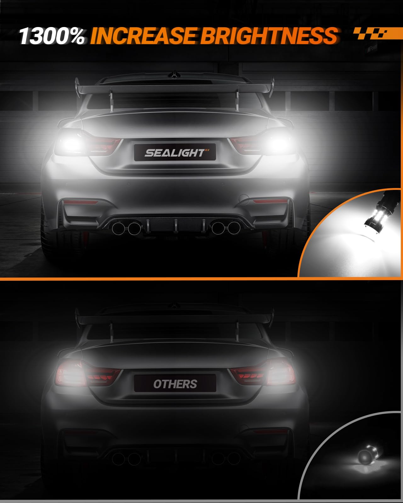 SEALIGHT 912 LED Bulbs, T15 6000k White 2600Lumens 1300% Brightness Super Bright LED Reverse Light, 906 904 902 W16W Backup Lights, Exterior Replacement, Pack of 2