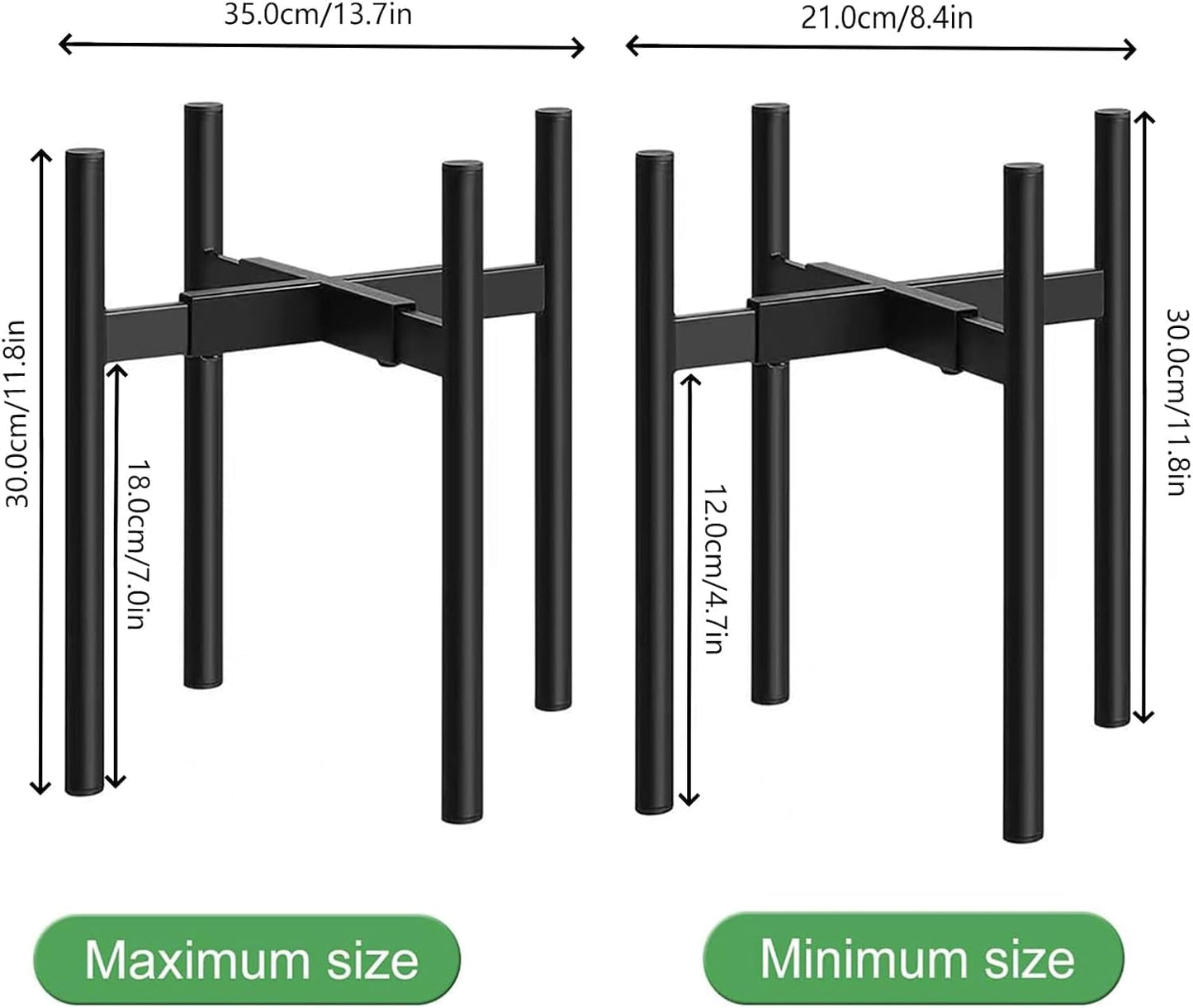 Plant Stand Indoor Adjustable, Metal Modern Plant Stands, Heavy Duty Stable Plant Pot Flower Holder Indoor Outdoor Corner, Black