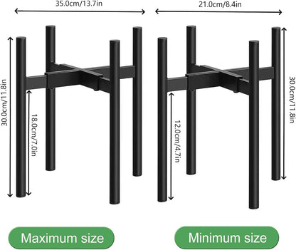 Plant Stand Indoor Adjustable, Metal Modern Plant Stands, Heavy Duty Stable Plant Pot Flower Holder Indoor Outdoor Corner, Black