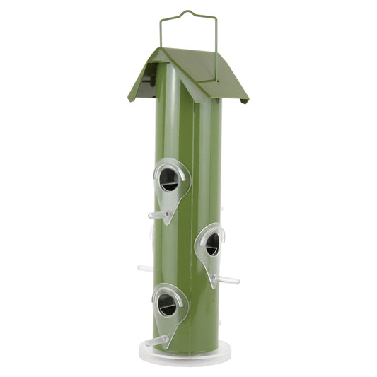 Perky-Pet 391A Green Metal Tube Wild Bird Feeder - 1 lb Capacity