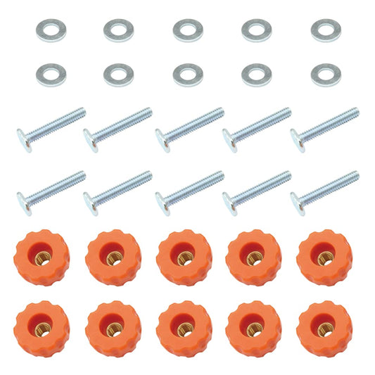 O'SKOOL T-Track Knob Kit with Threaded Through 1/4-20 Knobs, T-Bolts and Washers for Woodworking Jigs and Fixtures – 10 Pack, HW04