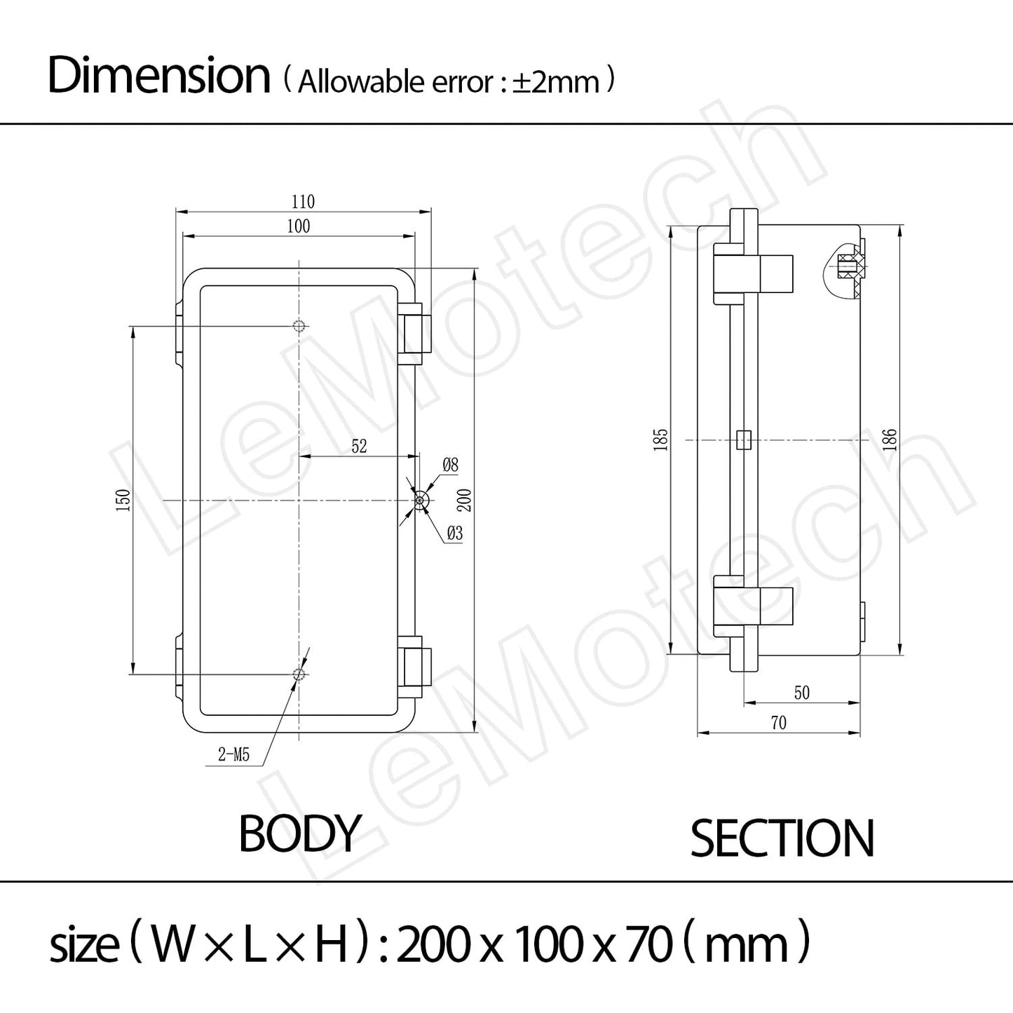 LMioEtool ABS Plastic Dustproof Waterproof IP65 Junction Box Hinged Shell Universal Electrical Project Enclosure Gray (7.9"x3.9"x2.8" Clear Cover)