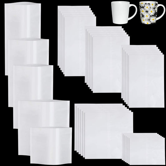 Sublimation Shrink Wrap Sleeves, Shrink Wrap Bags 60 PCS Sublimation Shrink Wrap Sleeve 6 Different Sizes White Bags for Tumblers, Mugs, Cups, Sublimation Shrink Film