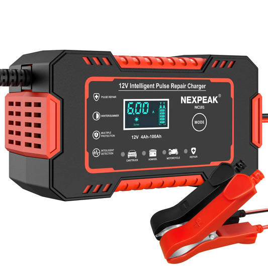 NEXPEAK NC101 Car Battery Charger, Smart Battery Trickle Charger 12V 6A Automotive Battery Maintainer Desulfator with Temp Compensation for Car Truck