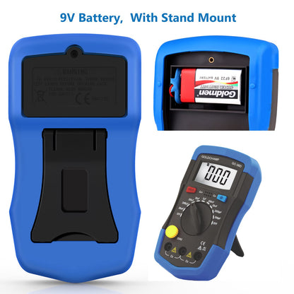 GOLDCHAMP Capacitance Meter Digital Multimeter 200pF-20mF Meter Capacitor Handheld Multimeter Tester with Multi Testers Manual Range Measure Tool, Back Light, Data Hold
