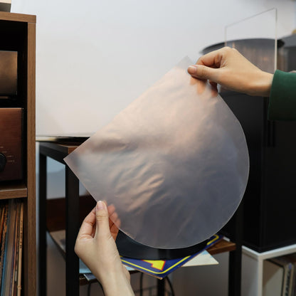 10 Inches Vinyl Record Inner Sleeves Anti Static Plastic Round Bottom Protective Sleeves for LP Vinyl Record Translucent (50)
