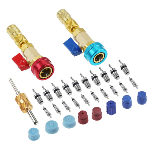 Surieen R134A Valve Core Quick Remover Installer Tool Set, AC High Low Pressure Valve Core Remover Tools Kit for R134A Refrigerant Air Conditioner System