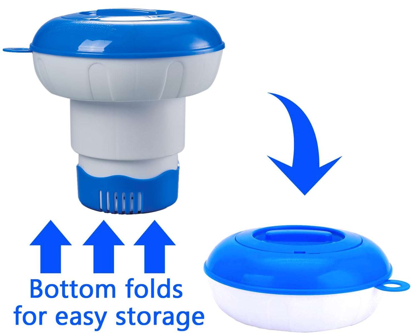2 PCS Pool Chlorine Floater for 5 PCS 3" CHL orine Tablets, 7" Pool Collapsible Chlorine Floater,Optimal Pool Chlorinator,Adjustable Floating Chlorine Dispenser for Pool of Inground and Above Ground