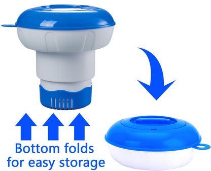 2 PCS Pool Chlorine Floater for 5 PCS 3" CHL orine Tablets, 7" Pool Collapsible Chlorine Floater,Optimal Pool Chlorinator,Adjustable Floating Chlorine Dispenser for Pool of Inground and Above Ground