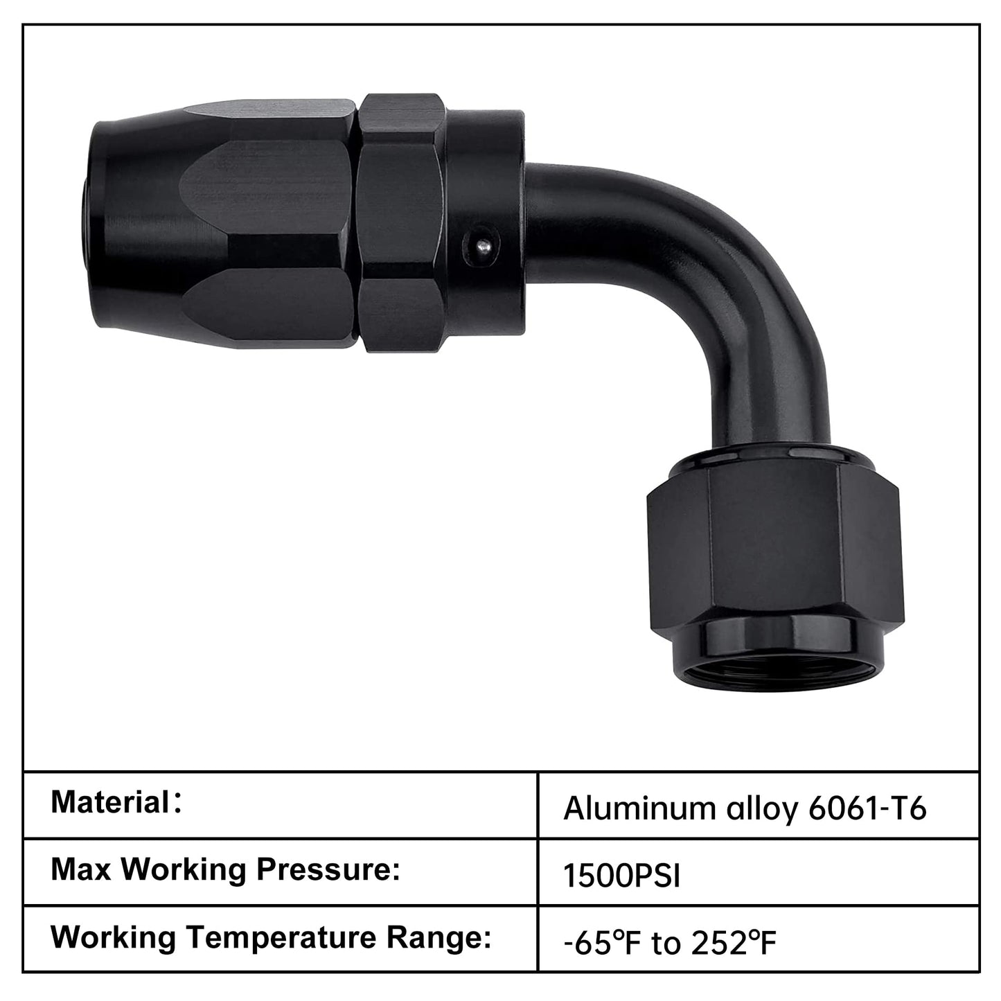 EVIL ENERGY 6AN Hose End Fitting 90 Degree Swivel for CPE Braided Hose Black 2PCS