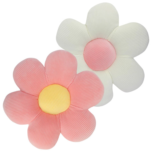 QKURT 2 Pcs Flower Pillows, Flower Shaped Cushion Floor Chair Seat Pad，Fluffy Soft Petal Cushion, Tatami Seating Pillow for Home, Office & Car, 40cm(Pink)
