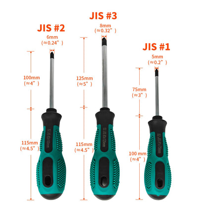 JISDriver Screwdriver Set (3Pcs) – Professional JIS #1#2#3 Drivers, Magnetic Tips, S2 Alloy Steel, Meets JIS B4633 Standard, Designed for Japanese Motorcycles, Cars,Bicycles & Industrial Equipmen