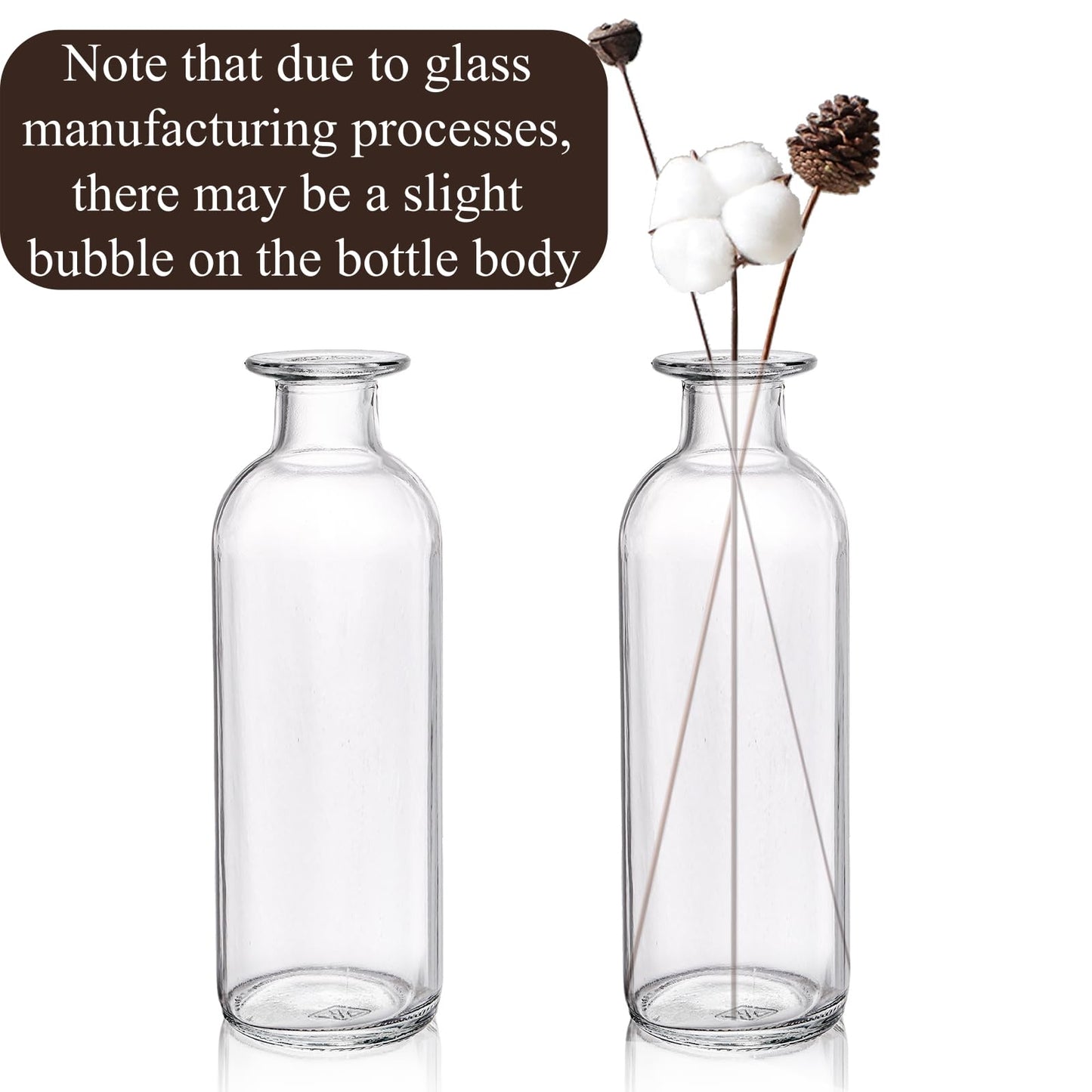 Peohud Set of 12 Glass Bud Vases, Clear Small Flower Vases, Decorative Glass Bottles Floral Vases for Home Decor, Wedding Reception, Centerpieces, Party