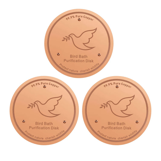 YUMEWARM 3Pack Bird Bath Copper Purification Disk | 0.6mm Reinforced 99.9% Pure Copper | Universal Fit for Outdoor Birdbaths(Birdbath Copper 3 Pack)