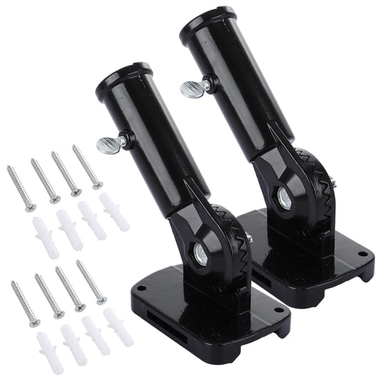 MUXHEL 2 Pack Multi-Position Flag Pole Holder 1" Inner Diameter Flag Pole Mount, Black Aluminum Alloy Flag Pole Bracket with Mounting Accessories
