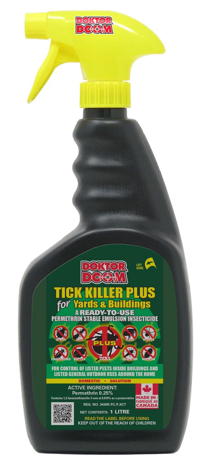 Doktor Doom Tick Killer Plus for Yards & Buildings w/Trigger Spray, Made in Canada, 1L