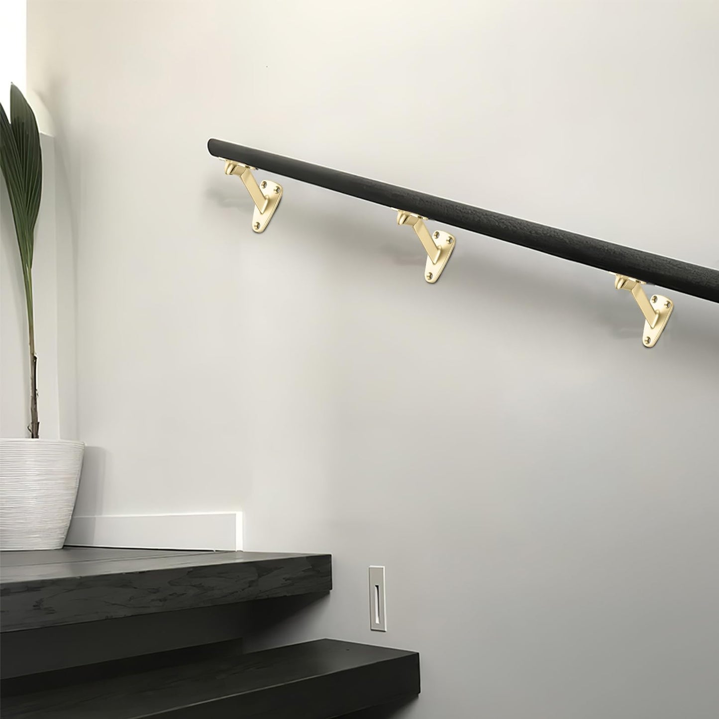 ktumeware 3 Inch 6 Pack Gold Handrail Stair Brackets Suitable for Indoor and Outdoor Staircase/Balcony/Corridor Staircase Support handrail Brackets