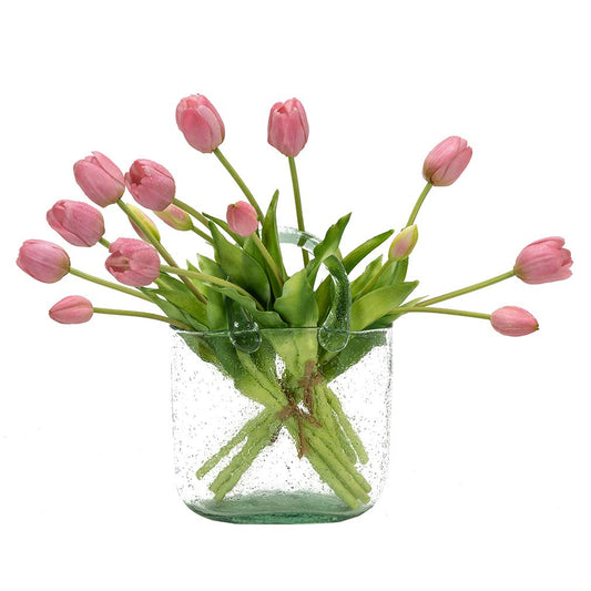 DUYONE 15pcs Artificial Tulips Flowers, Real Touch Latex Bouquet, Fake Tulips for Office Wedding Party Home Kitchen Garden Decoration(Light Purple,15pcs)