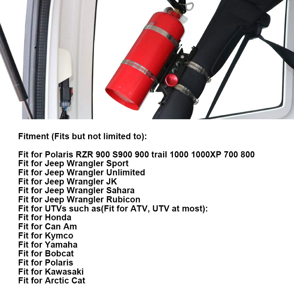 Acouto Extinguisher Mount Extinguisher Holder Mount Bracket Adjustable with 4 Clamps Fit for Sport/JK/Sahara for Polaris for (Red)