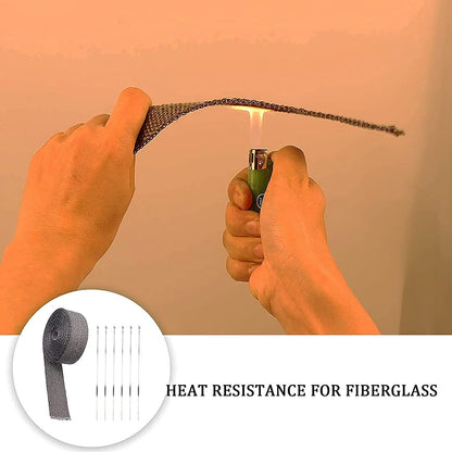 Exhaust Heat Wrap, Foneso 2"x 50' Black Exhaust Header Wrap Tape Insulation Wraps, Fiberglass Heat Shield Tape with 12pcs Self-locking Stainless Steel Zip Ties for Cars Motorcycles Truck