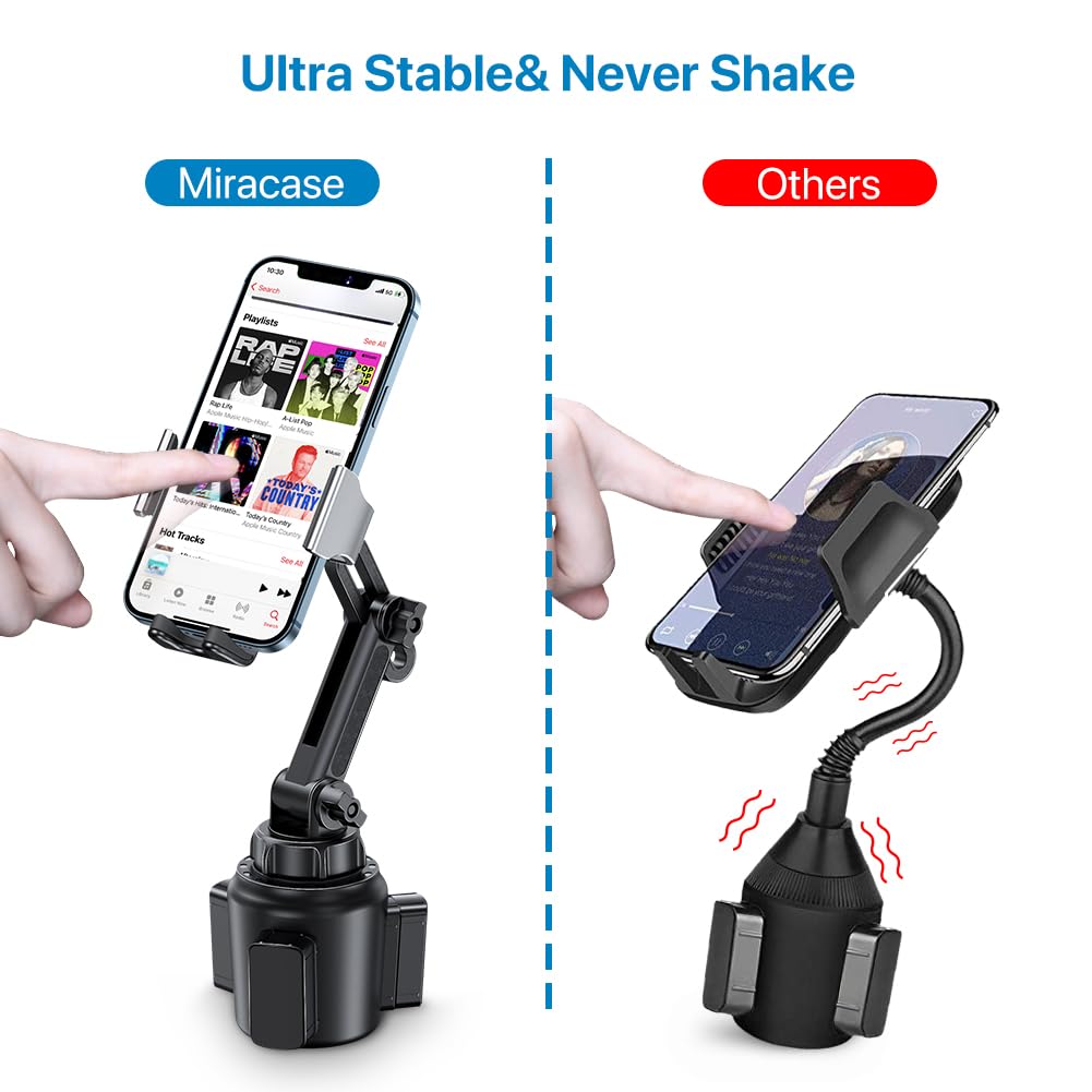 Miracase Universal Cup Phone Holder for Car, [Upgraded Version] Adjustable Long Neck Car Cup Holder Phone Mount Cradle Friendly Compatible with iPhone Huawei Google and All Smartphones, Silver