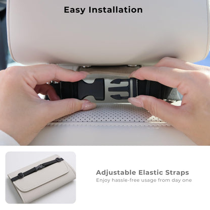 Ompellus Premium PU Leather Car Tissue Holder, Classic Style, Rectangular, Black