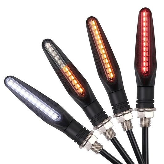 BlyilyB Universal Waterproof Motorcycle Motorbike LED Daytime Brake Turn Signal Indicator Blinker Light Color For (White/Amber + Amber/Red)