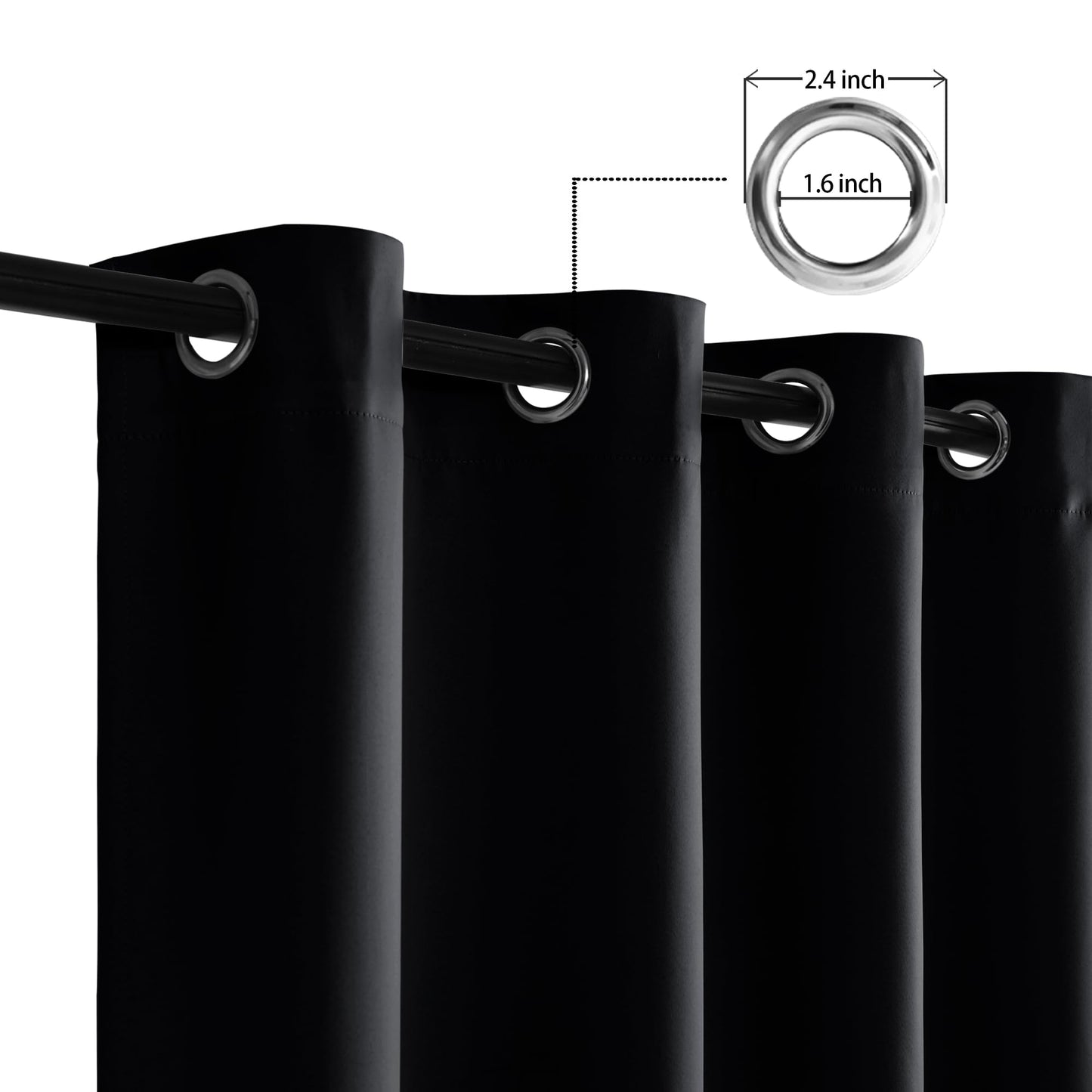 XWZO Door Curtain for Doorway Privacy and Bedroom Closet, 80 Inches Long Blackout and Thermal Insulated Room Divider Doorway Curtain Grommet Top, 1 Panel, W42 X L80, Black