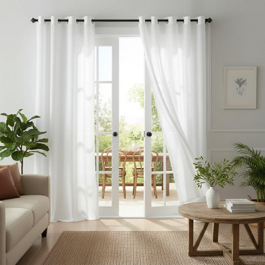 NICETOWN Non-See-Through White Privacy Sheer Curtains 84 inches Long 2 Panels, 52" Wide Grommet Window Curtains Drapes for Living Room Bedroom- Home Decoration Light Filtering Elegant Window Drapes