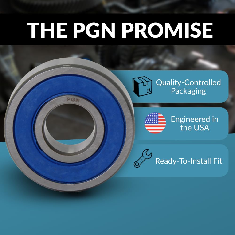 PGN (10 Pack) 6002-2RS Bearing - Lubricated Chrome Steel Sealed Ball Bearing - 15x32x9mm Bearings with Rubber Seal & High RPM Support
