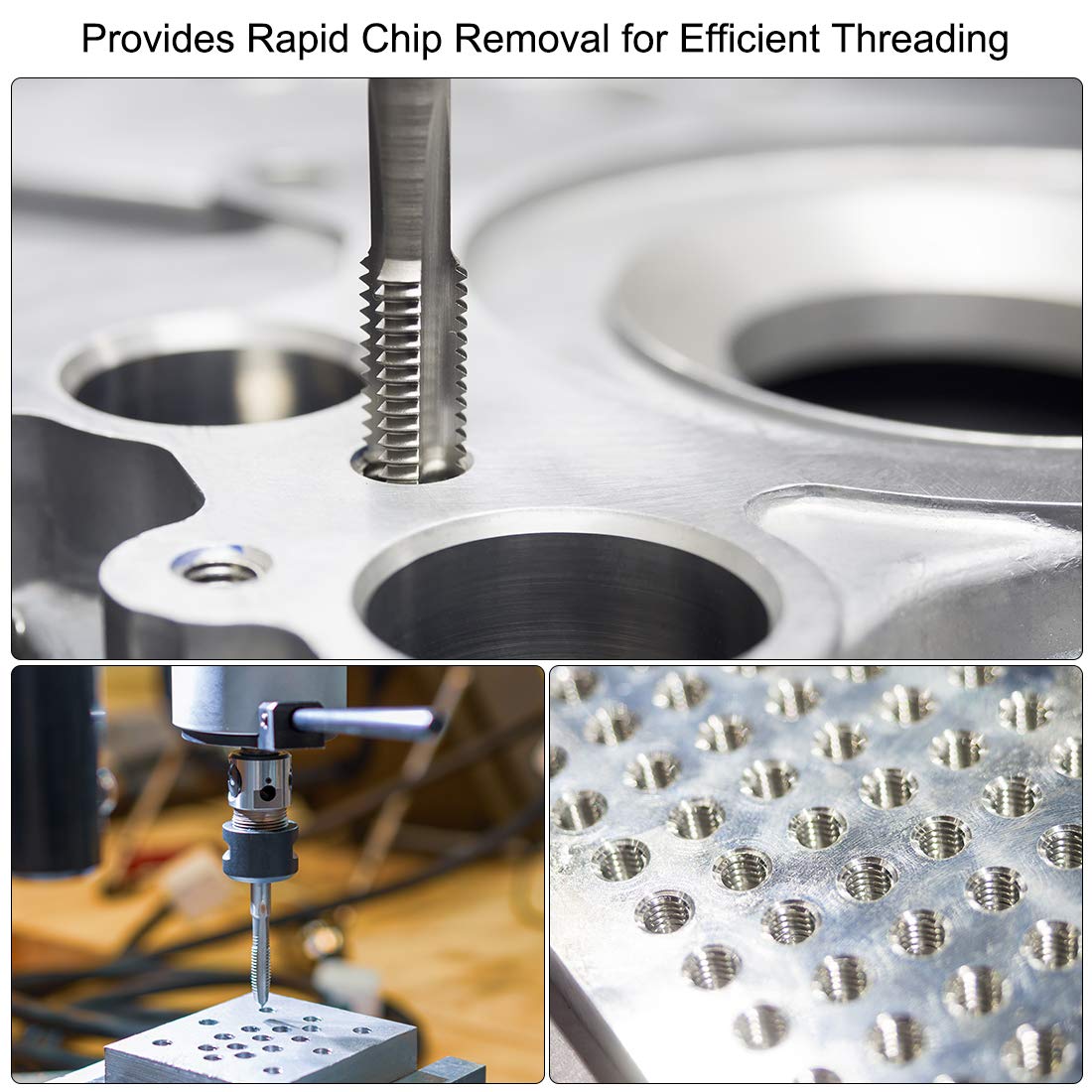 uxcell Machine Tap #10-24 UNC Thread 2B Class 3 Flutes High Speed Steel Screw Threading Tap Tapping Tool 5pcs