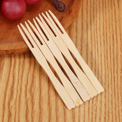 1000 Pcs Bamboo Forks, BetterJonny Disposable Forks Two Prongs Skewers Blunt End Toothpicks Mini Cocktail Tasting Forks Fruit Food Picks for Party, Banquet, Buffet and Daily Life