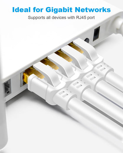 DDMALL CAT8 Ethernet Cable 25ft, High Speed Network Cable CAT8 40Gbps 2000MHz F/FTP LAN Internet Cable with Gold Plated RJ45 for Router, Modem, Gaming, X Box, PCs, Laptops (25ft/8m, White)