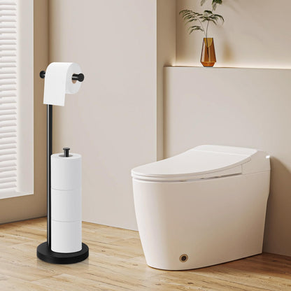Toilet Paper Holder Stand, Bathroom Toilet Paper Stand with Large Reserve, Rustproof & Anti-Corrosion Toilet Paper Roll Holder Stand, Non Tipping Free Standing Toilet Paper Holder with Thick Base