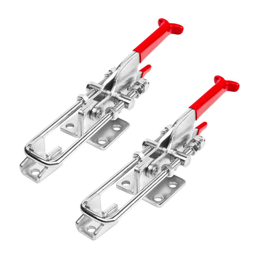 POWERTEC 20341 Heavy Duty Adjustable Latch-Action U Bolt Self-Lock Toggle Clamp 431-700 lbs Holding Capacity, 2PK, Red