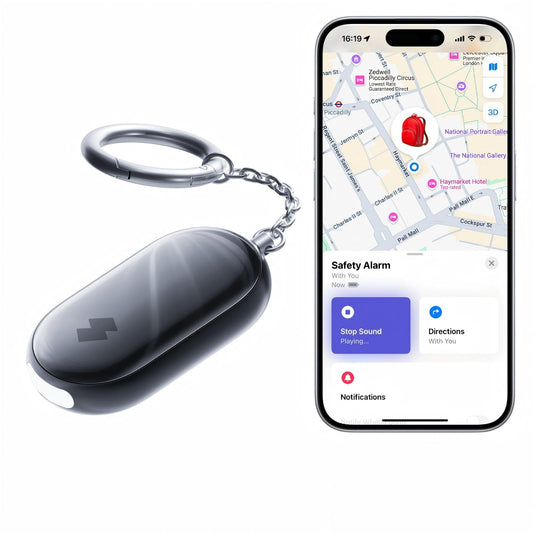 SwitchBot 130 dB Personal Safety Alarm for Women with Apple Find My APP, Extra-Loud Siren & Strobe Light, Waterproof Self Defense Keychain for Women, College Girls and Kids (Black)