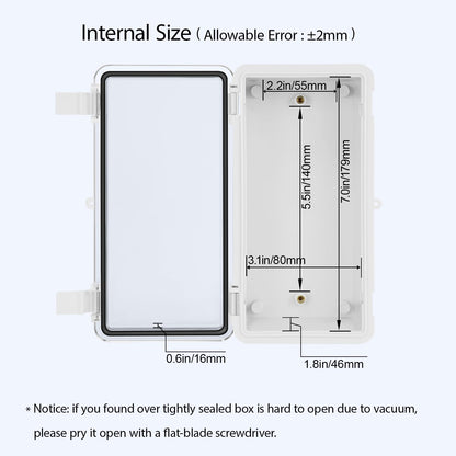 LMioEtool ABS Plastic Dustproof Waterproof IP65 Junction Box Hinged Shell Universal Electrical Project Enclosure Gray (7.9"x3.9"x2.8" Clear Cover)