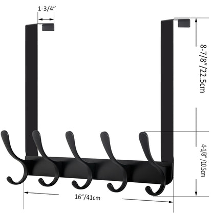 WEBI Over The Door Hooks for Hanging,Door Hanger,Over The Door Towel Rack,Over Door Coat Rack for Towels,Clothes,Bathroom,Black