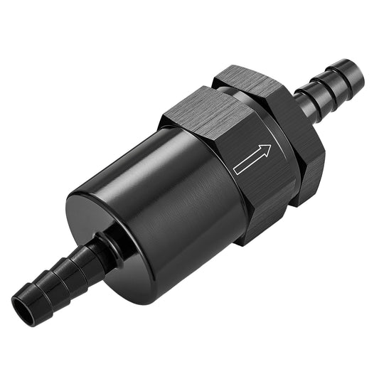 EVIL ENERGY 3/8" Barb Billet Inline Fuel Filter 30 Micron Aluminum Black