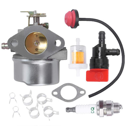 Anxingo 640052 Carburetor for Tecumseh HMSK80 HMSK85 HMSK90 HMSK100 HMSK105 HMSK110 LH318SA LH358SA SnowBlower Thrower 640054 640349 8HP 9HP 10HP Engine with Primer Bulb Gasket Clamps Fuel Filter