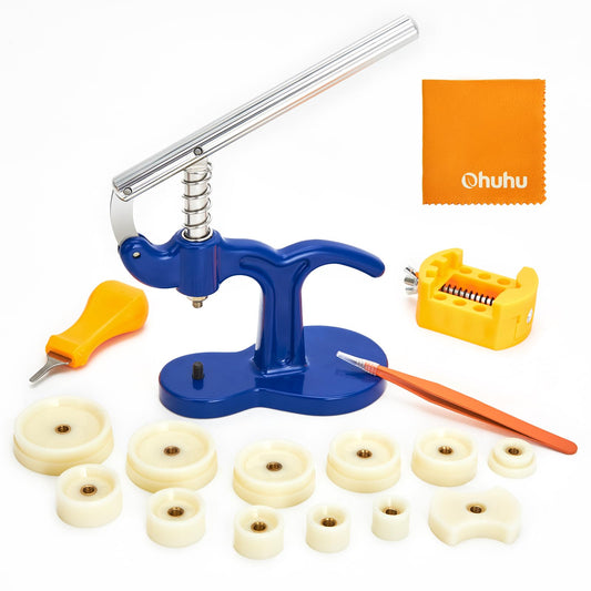 Ohuhu Professional Watch Repair Kit - Watch Press Tool Set with Case Closer, Battery Replacement & Back Cover Opener for Round Watches, Watchmaker Repair Tools with Pry Tools and Manual