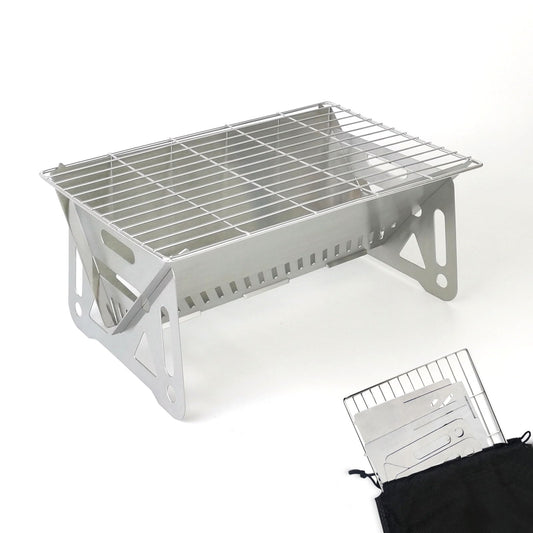 PHOJEWI Portable Mini Charcoal Grill Small BBQ Table Fire Pit for Camping Patio Outdoor BBQ Stainless Steel Camping BBQ Folding BBQ Backpacking