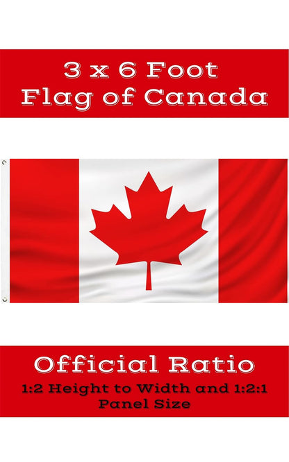 Canadian Flag 3X6 FT 250D Large Canada Flags Outdoor Indoor, Official Proportion 1:2 Embroidered Maple Leaf Durable Oxford Nylon Heavy Duty luxury Canadian National Flag Home Garden Yard 36X72 inch