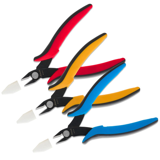 mshandto Flush Cutters, 3 Pack 5.3" Wire Cutters for Crafting, Ultra Sharp Flush Cut Pliers for Jewelry Making, Diagonal Cutting Pliers for Models, Aluminum Wire, Jewelry, Plastic and Soft Copper Wire