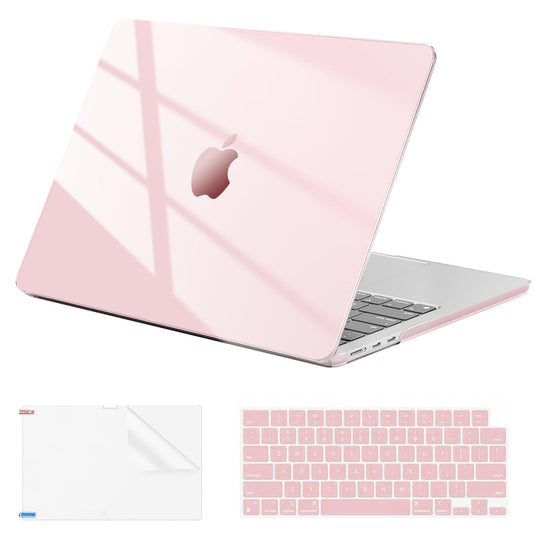 EooCoo Case Compatible with MacBook Air 13 inch M4 M3 M2 2026-2022 A3240 A3113 A2681, 13.6" Hard Case Cover & TPU Keyboard Skin & Screen Protector for Laptop Air 13.6 inch - Milky Pink